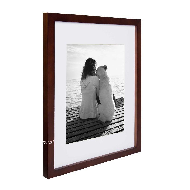 DesignOvation Gallery Rectangle Wood Wall Frame, 11x14 matted to 8x10, Walnut Brown