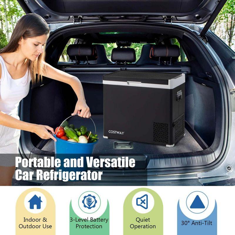 Costway 12 Volt Car Refrigerator 53QT Portable Car Fridge with -4℉~68℉ for RVs Adjustable Range Black