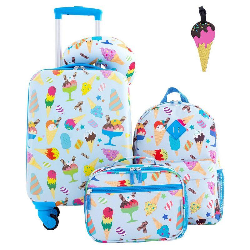Travelers Club Kids' 5pc Hardside Checked Spinner Luggage Set - Ice Cream