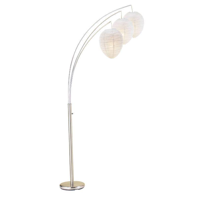 Belle Arc Lamp Silver - Adesso: Chrome Poles, White Rice Paper Lanterns, Multi-Head, ETL Listed