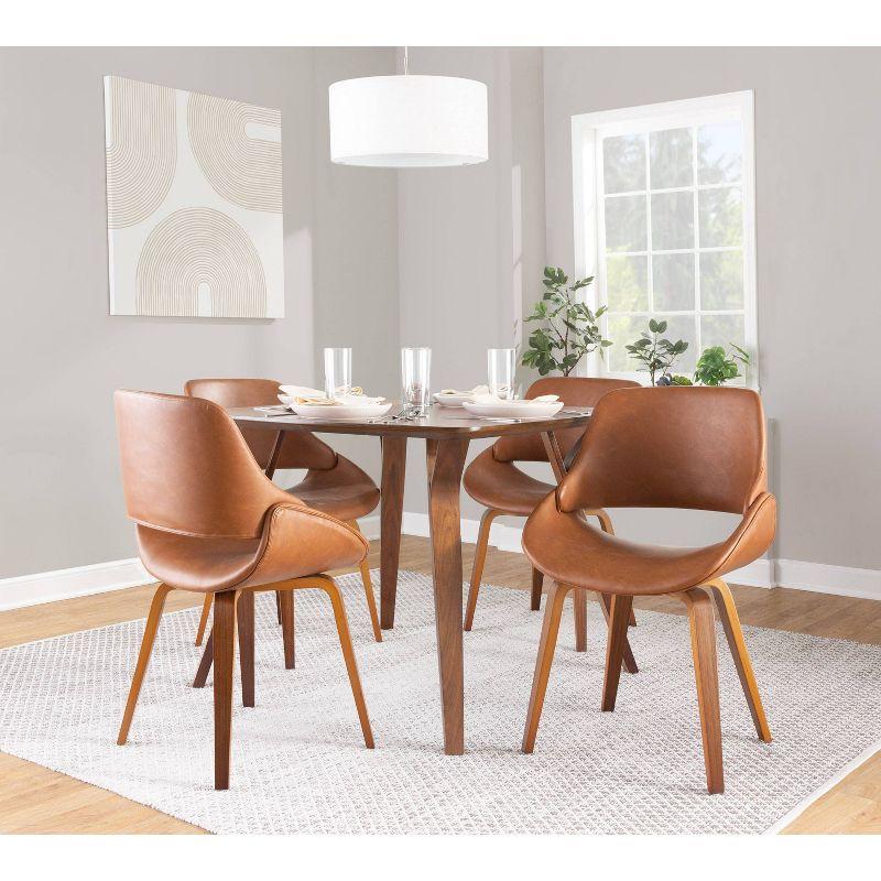 Set of 2 Fabrico Dining Chairs Walnut/Camel - LumiSource: Mid-Century Modern, Faux Leather, Wood Frame
