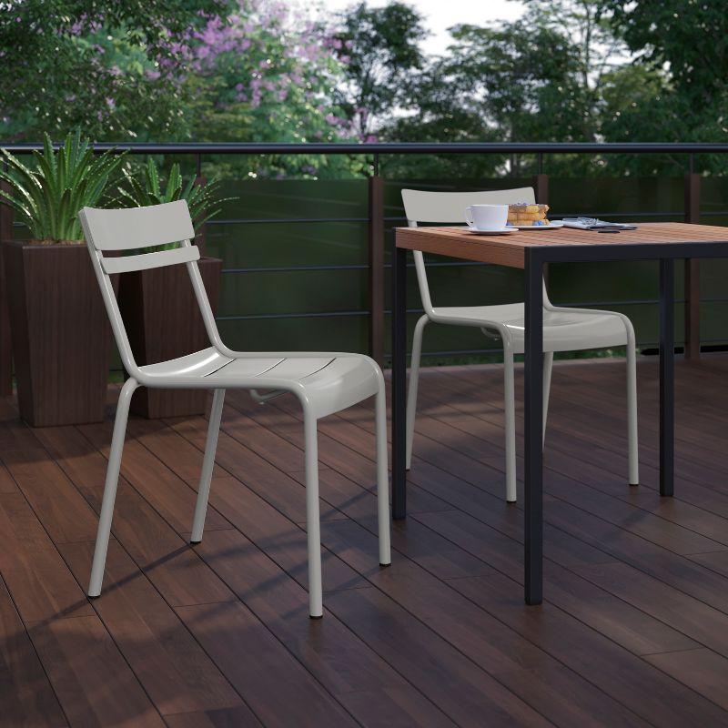 Flash Furniture Nash Commercial Grade Steel Stack Chair, Indoor-Outdoor Armless Chair with 2 Slat Back