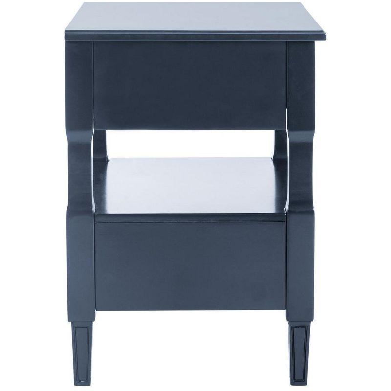 Burgundy-Inspired Black 2-Drawer Nightstand with Chrome Pulls