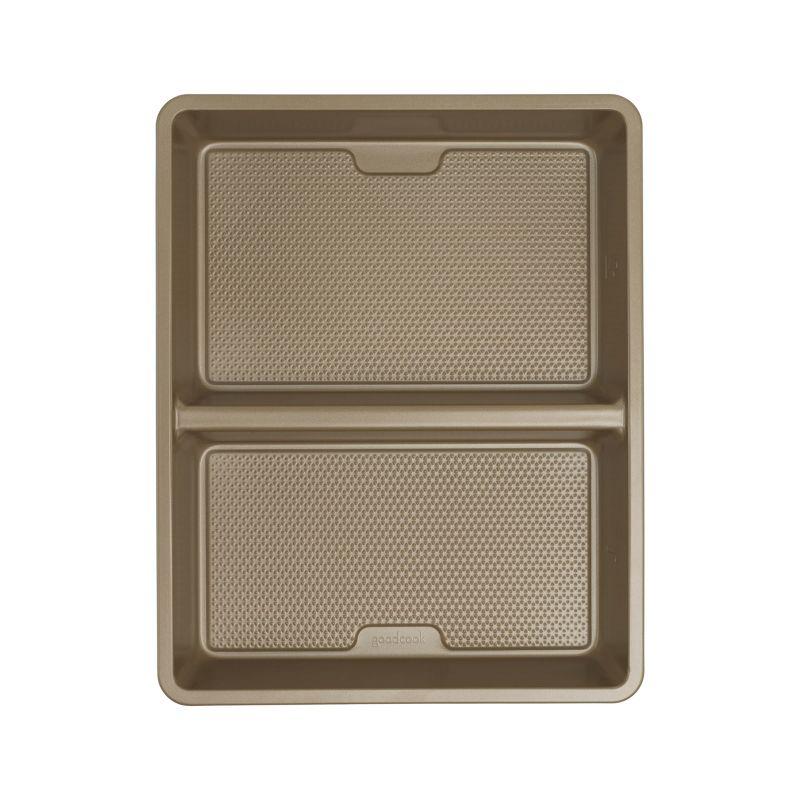 GoodCook 11"x14" Best Bake Nonstick Oblong Divided Pan: Carbon Steel Baking Tray, Dishwasher-Safe, Brown