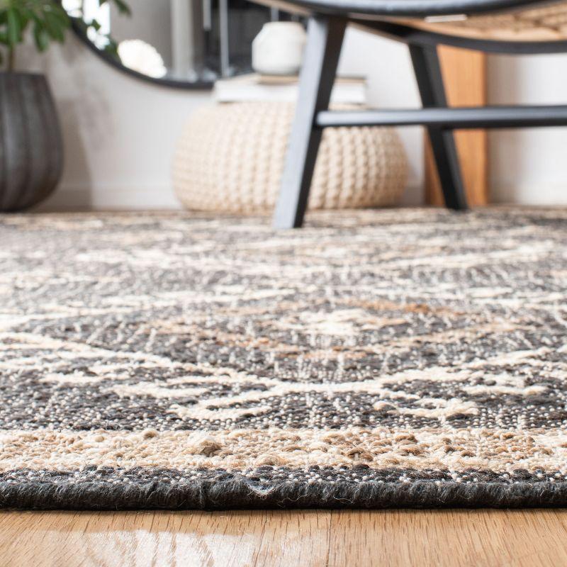 Kilim KLM762 Flat Weave Area Rug - Black/Ivory - 7'x7' - Safavieh