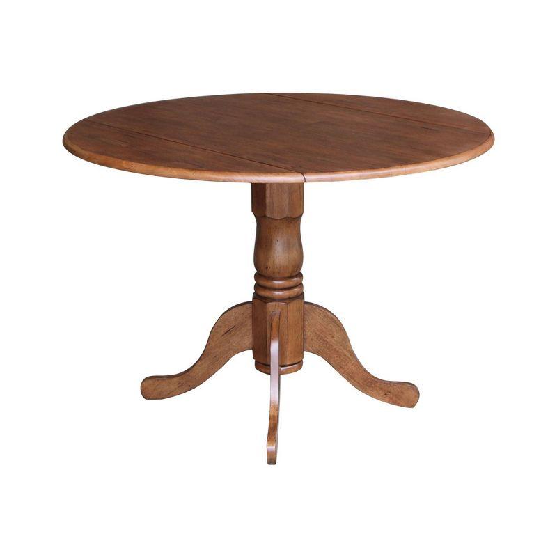 42" Distressed Oak Round Extendable Wood Dining Table