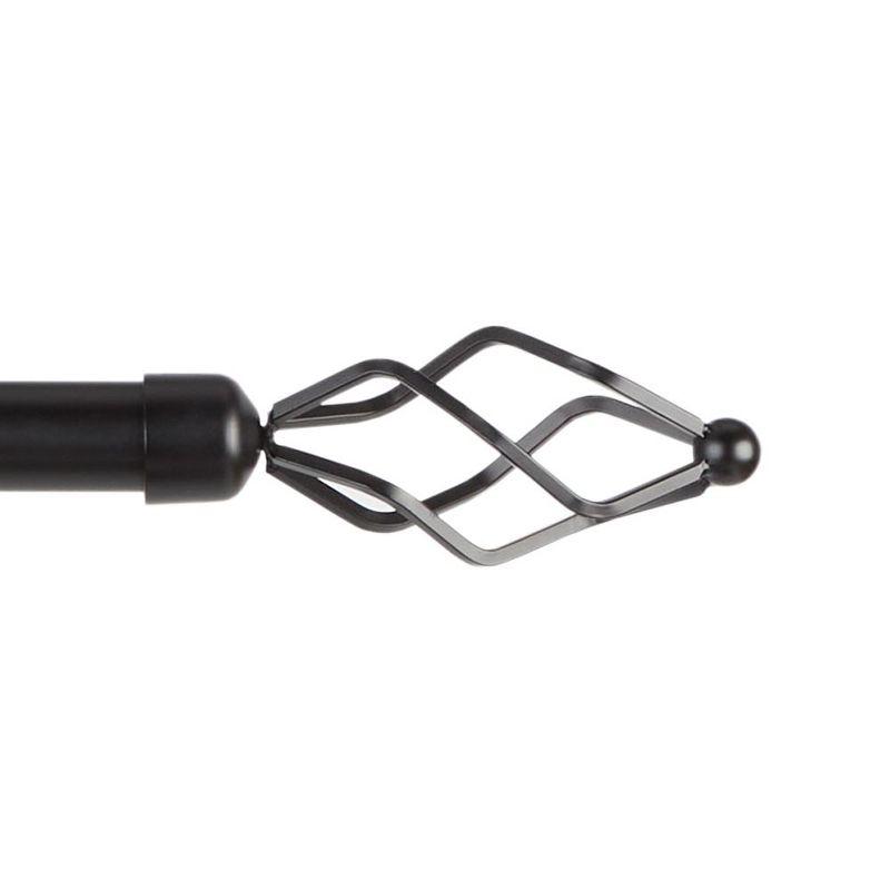 Matte Black Adjustable Iron Curtain Rod with Wired Torch Finials