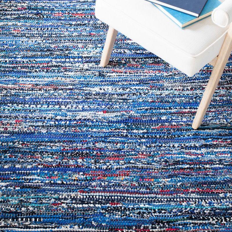 Rag Rug RAR128 Hand Woven Indoor Runner Rug - Blue/Multi - 2'3"x12' - Safavieh.