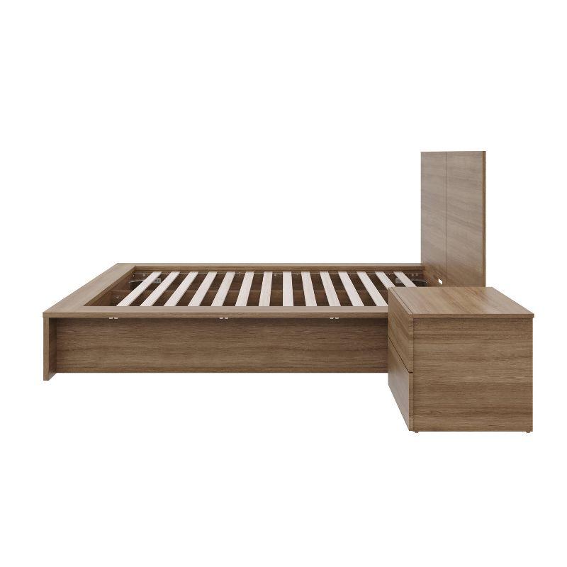 Nexera 3pc Full James Bedroom Set Brown Oak: Modern Style, Includes Nightstand & Headboard