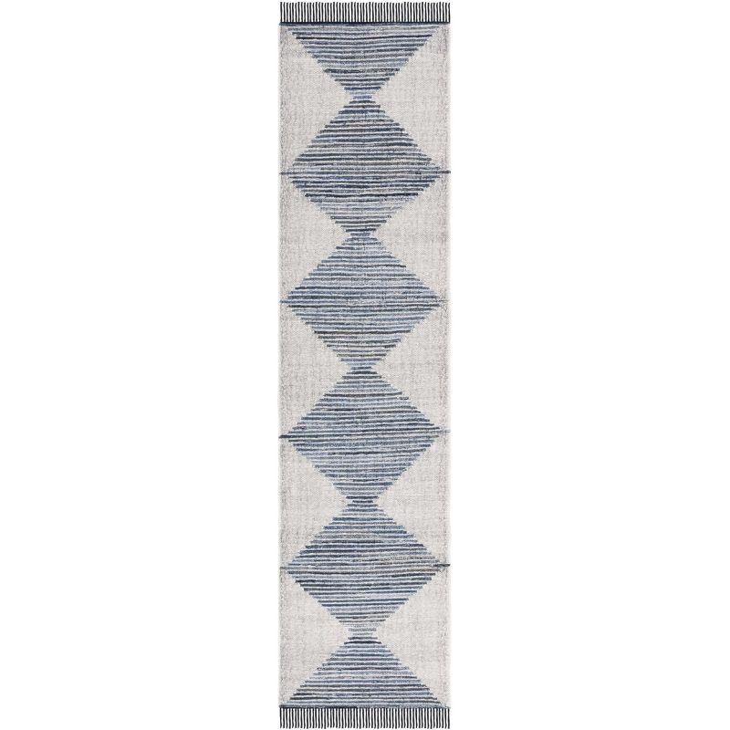 Kilim With Fringes KLM309 Flat Weave Runner Rug - Ivory/Blue - 2'3"x9' - Safavieh
