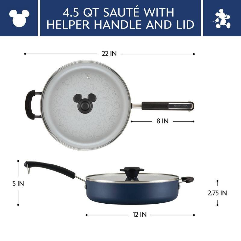 Blue 4.5-Quart Nonstick Aluminum Saute Pan with Lid and Helper Handle