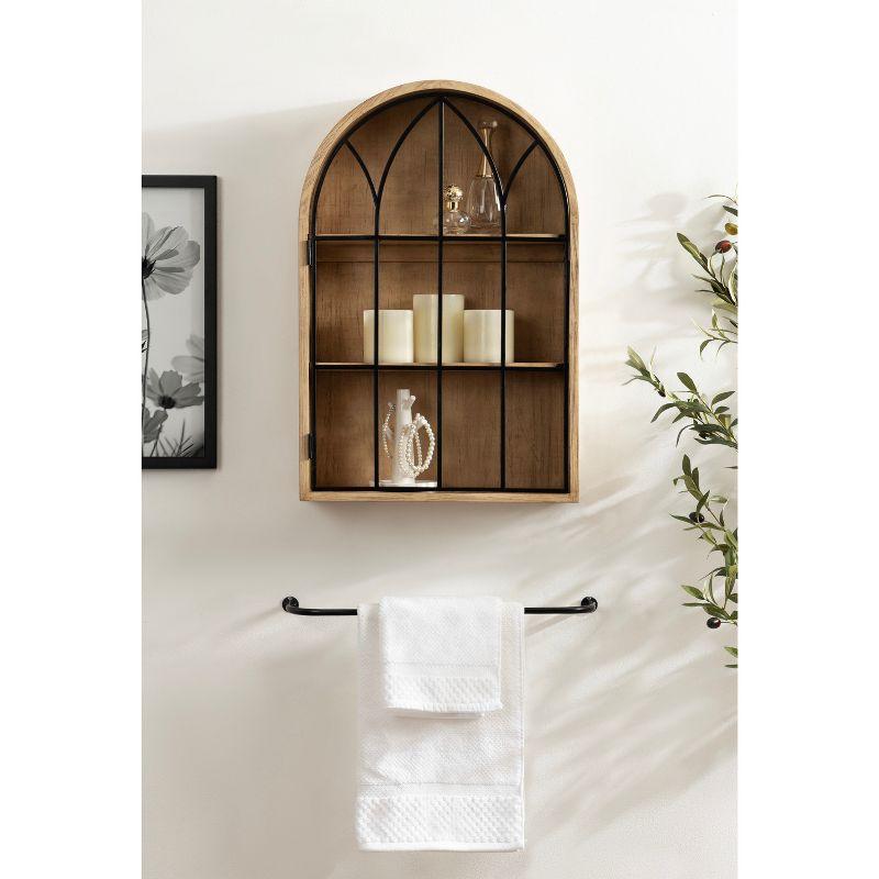 Kate & Laurel All Things Decor 16"x5"x24" Megara Arched Wall Mounted Cabinet Natural: Vintage Style, Iron Metal Door, 3 Shelves