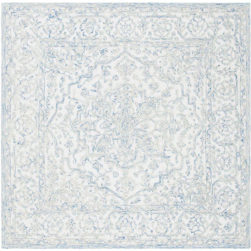 Regal Blue Square Hand-Tufted Wool Area Rug - 6'