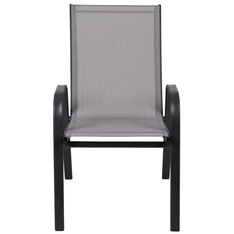 Streamlined Gray Outdoor Stackable Dining Chair with Flex Comfort