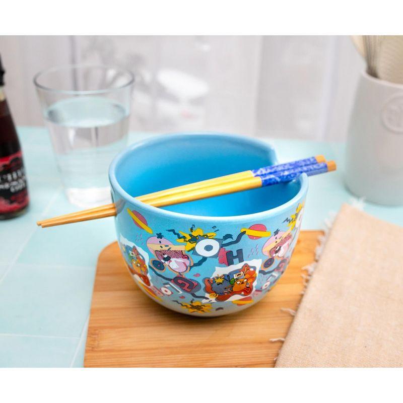 Silver Buffalo Adventure Time Toss Print 20-Ounce Ramen Bowl and Chopstick Set