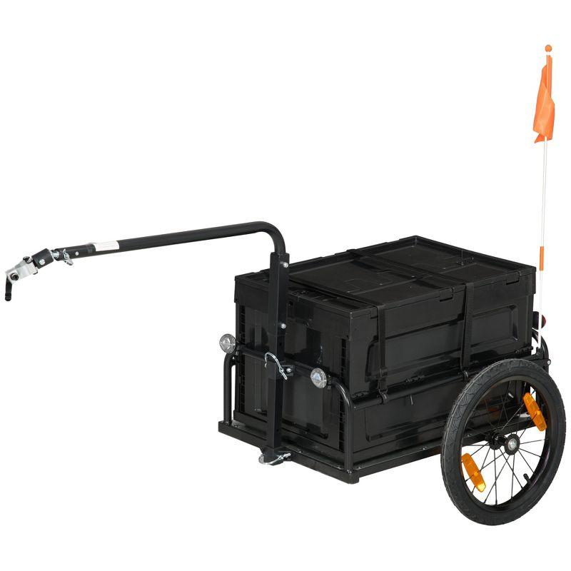 Aosom Bike Trailer Bicycle Cargo Trailer Wagon with Removable Storage Box, Galvanized Bottom