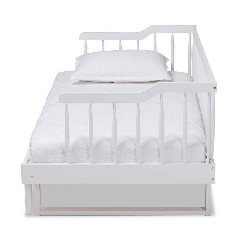 Baxton Studio Twin to King Muriel Expandable Spindle Daybed White : Contemporary Style, No Box Spring Needed