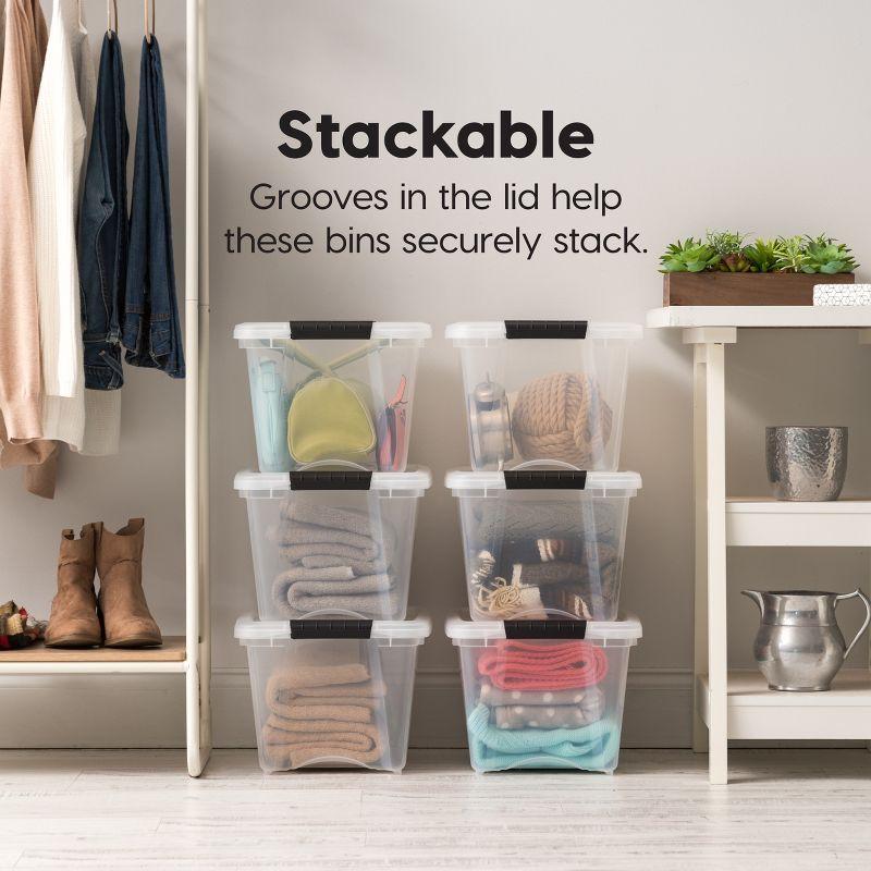 IRIS USA 19 Qt Stackable Plastic Storage Bins with Lids, 6 Pack - BPA-Free, Made in USA - See-Through Organizing Solution, Latches, Durable, Clear