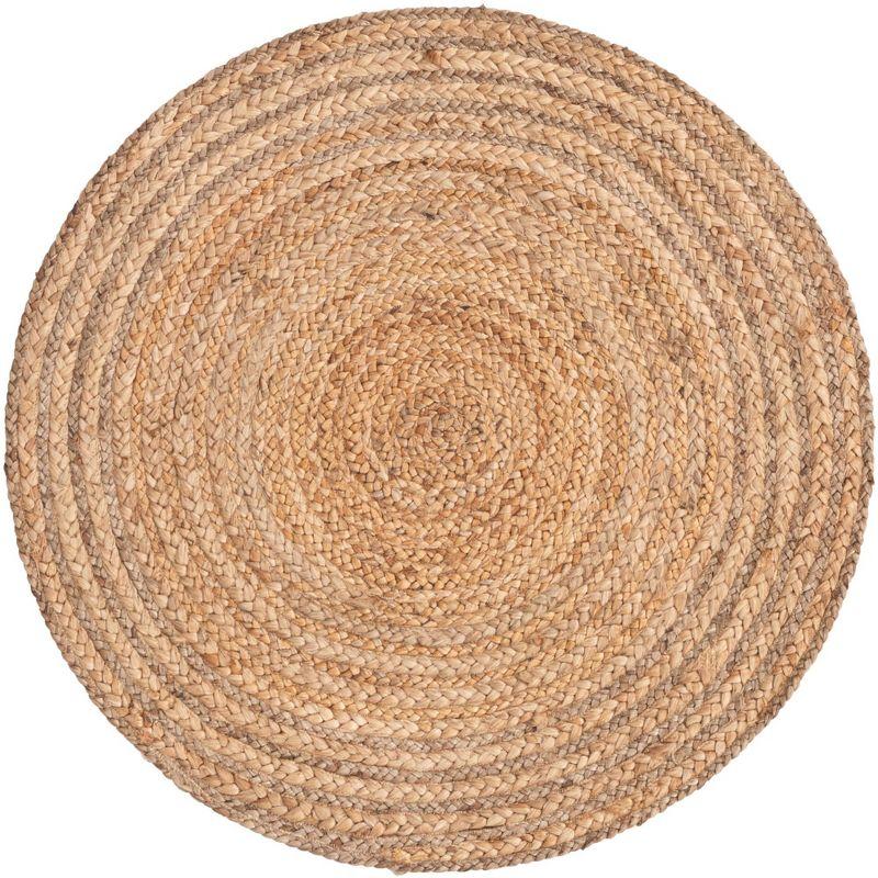 Handmade Round Natural Jute and Cotton Rug