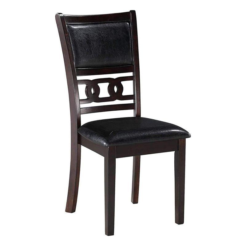 New Classic Furniture Gia Dining Collection with 48" Dining Table, 4 Cushioned Chairs, Veneer Tabletop and Solid Rubberwood Construction, Ebony