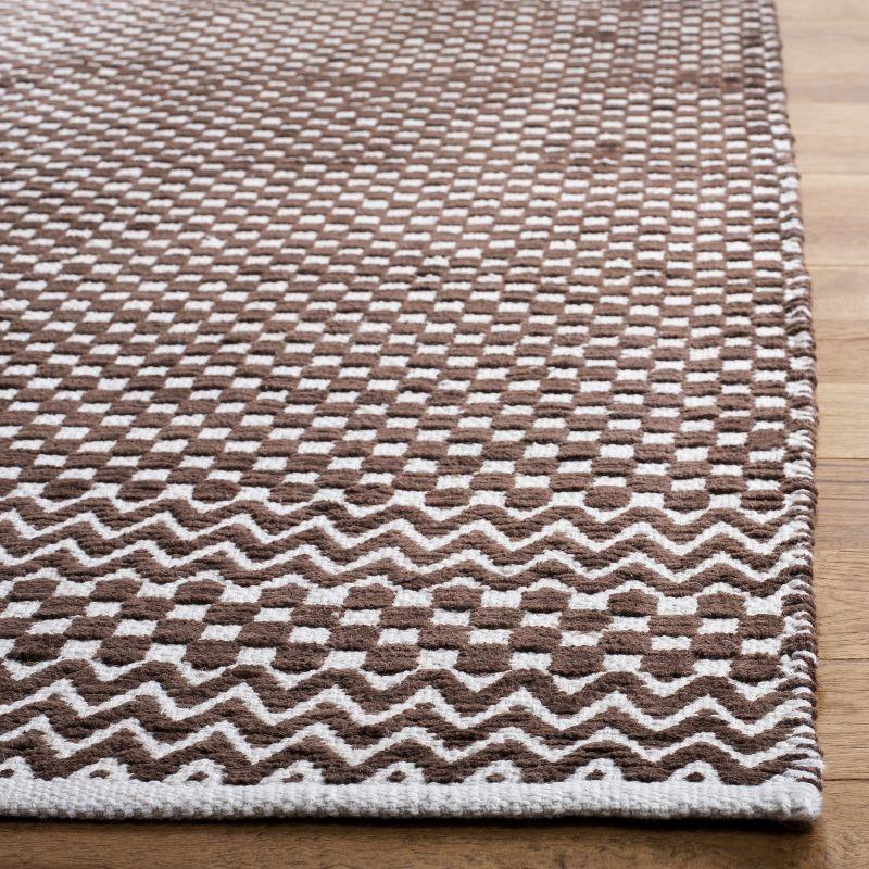 Brown 3' x 5' Handmade Cotton Geometric Rug