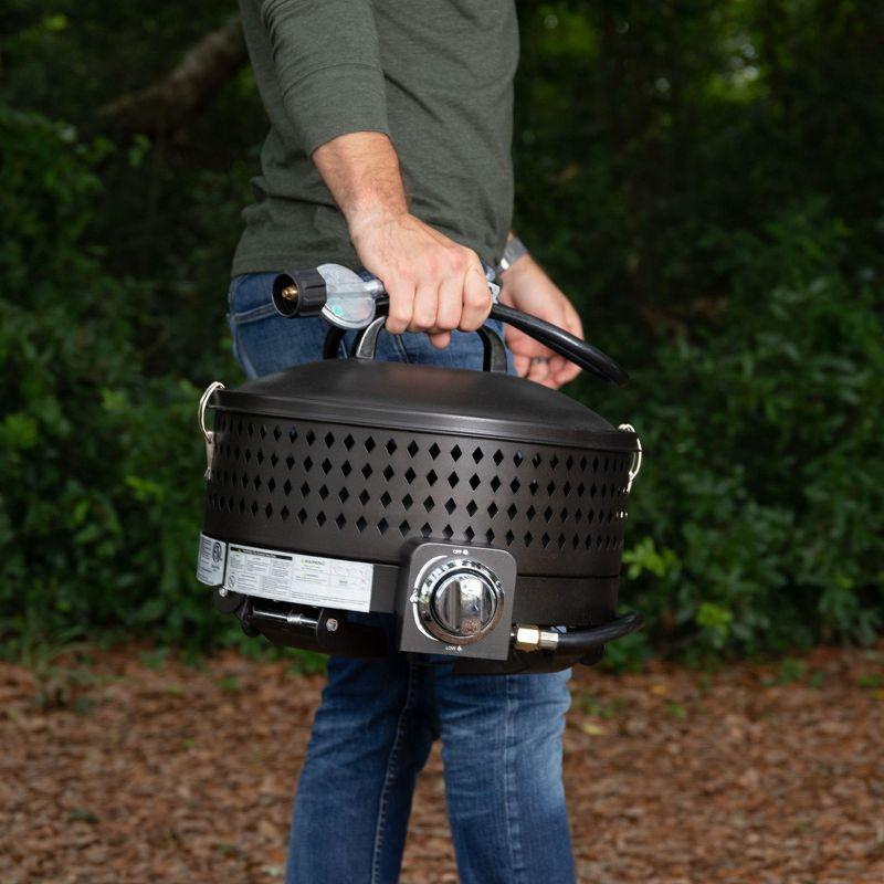 Fire Sense 62133 Sporty Campfire Portable Fire Pit LPG Gas 60,000 BTU Outdoor Firepit Includes Propane Stand Included - Dark Bronze - Round - 15"