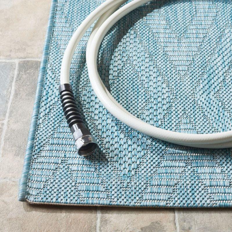 Courtyard CY8522 Power Loomed Indoor and Outdoor Accent Rug - Aqua/Aqua - 2'7"x5' - Safavieh