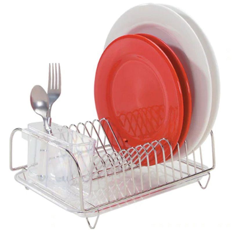 Better Houseware 3-Piece Compact Dish Drainer Set in Silver