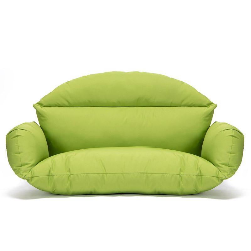 LeisureMod 2 Person Hanging Swing Chair Cushion Modern Soft Breathable Cotton Removable Zipper Cover, Machine Washable Cushions in Light Green