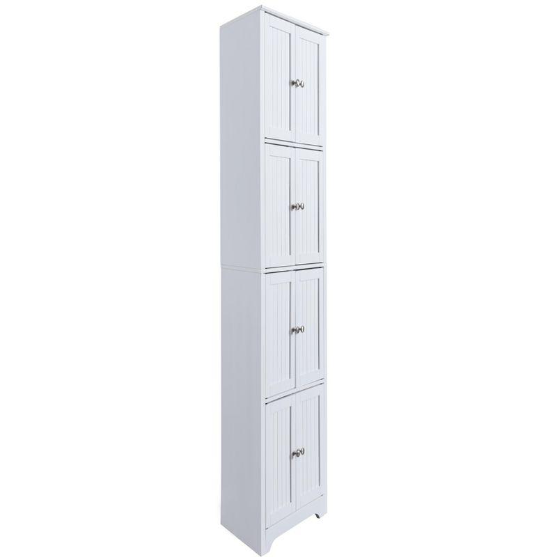 Kings Brand Furniture Lyons 4-Tier Corner Kitchen Pantry Storage Cabinet with 8 Doors, White