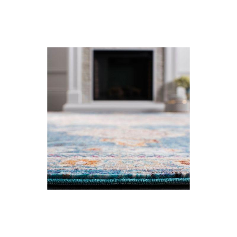 Navy and Ivory 4' x 6' Synthetic Oriental Area Rug