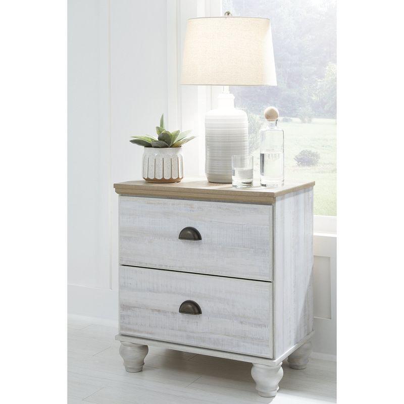 Signature Design by Ashley Traditional Haven Bay 2 Drawer Nightstand, White/Brown