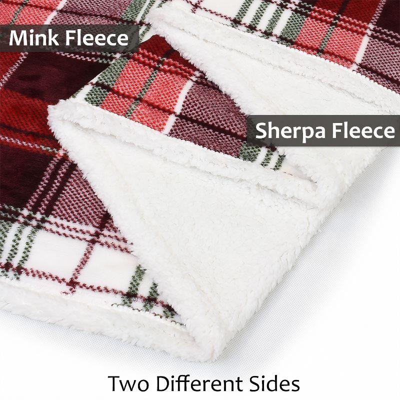 Catalonia Plaid Fleece Throw Blanket, Super Soft Warm Snuggle Christmas Holiday Throws for Couch Cabin Decro, Checkered, 50x60 inches