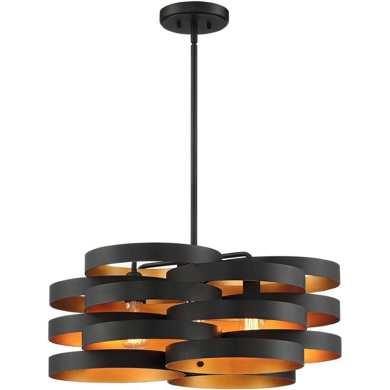 Possini Euro Design Zia Black Gold Chandelier 25 1/2" Wide Modern 6-Light Fixture for Dining Room House Foyer Kitchen Island Entryway Bedroom Home