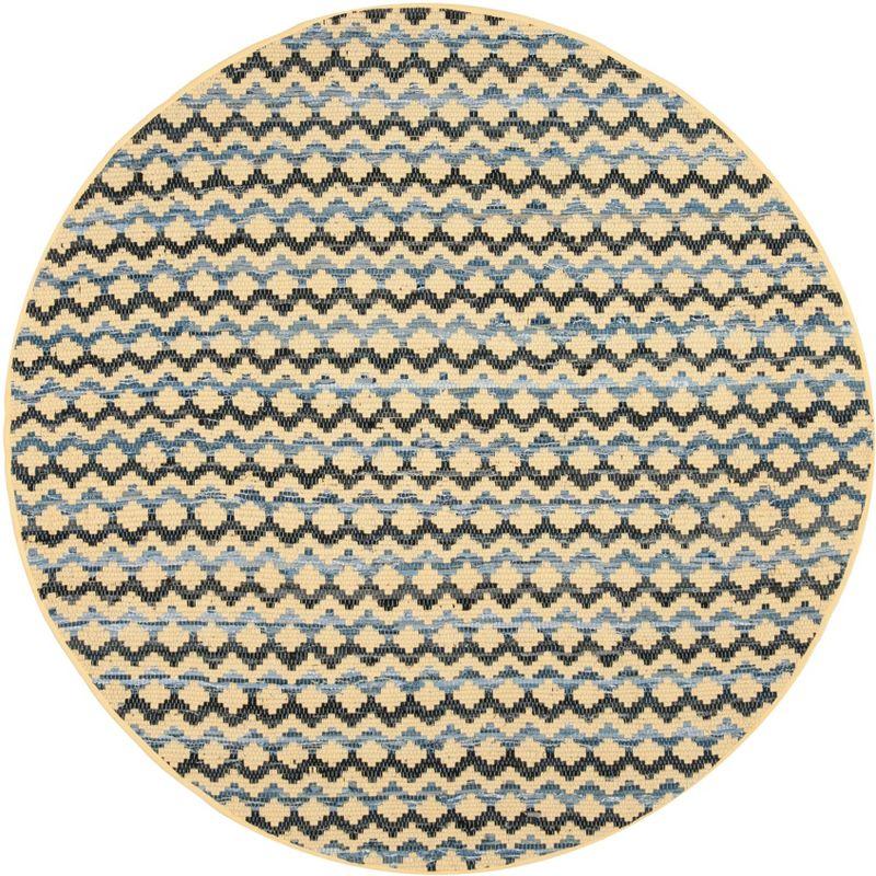 Montauk MTK120 Hand Woven Indoor Area Rug - Gold/Blue/Black - 6' Round - Safavieh
