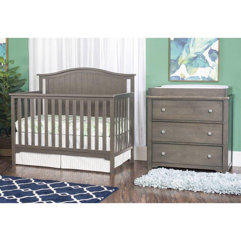 Harmony Dapper Gray 3-Drawer Nursery Dresser with Table Topper