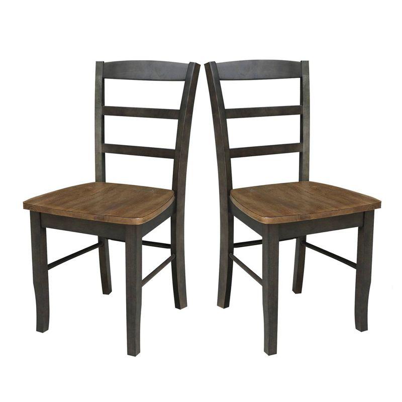 Set of 2 Madrid Ladderback Chairs Hickory/Washed Coal - International Concepts: Solid Wood, Unupholstered