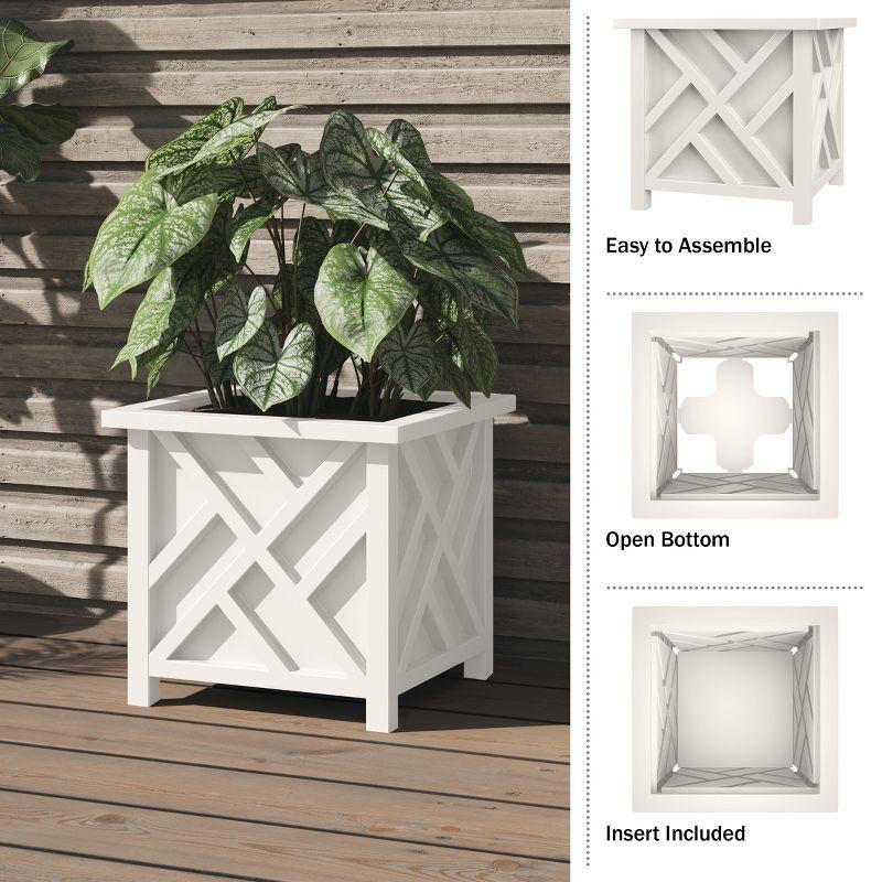 Pure Garden 15.5" Lattice Planter Box, White