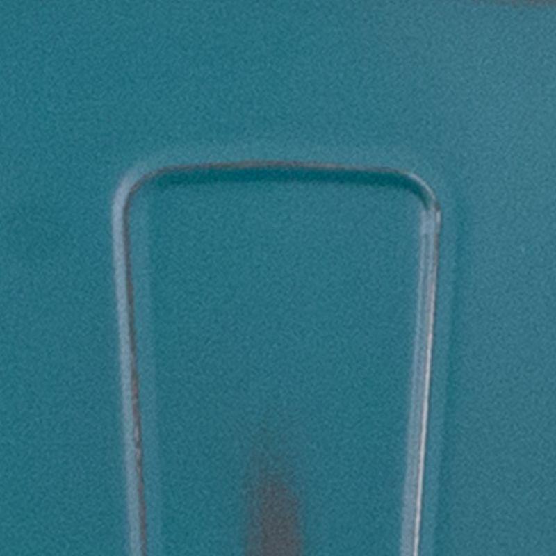 Merrick Lane 24" Metal Indoor-Outdoor Counter Stool with Vertical Slat Back and Integrated Footrest in Distressed Kelly Blue-Teal