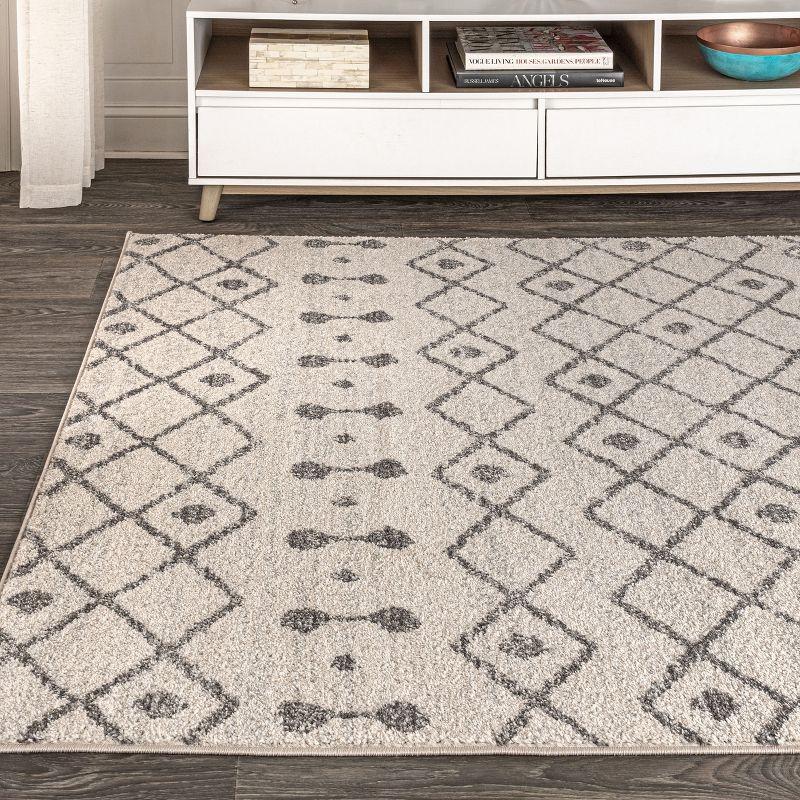 8'x10' Aksil Moroccan Beni Souk Area Rug, Cream/Gray - JONATHAN Y