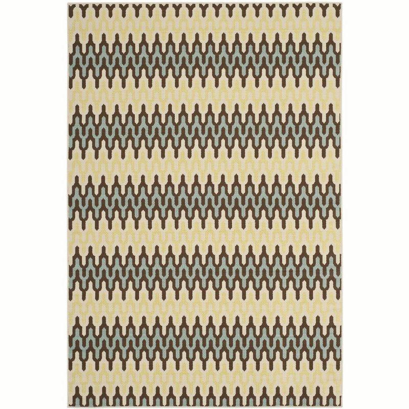 Hampton HAM518 Indoor/Outdoor Machine Made Accent Rug - 2'7"x5' - Light Blue/Green - Safavieh