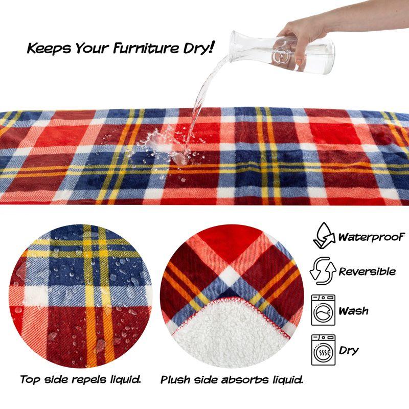 ULIMUS Waterproof Pet Blanket - 50X60 Reversible Plaid Throw Protects Couch, Car, Bed From Spills, Stains, Or Fur - Dog And Cat Blankets (Red)