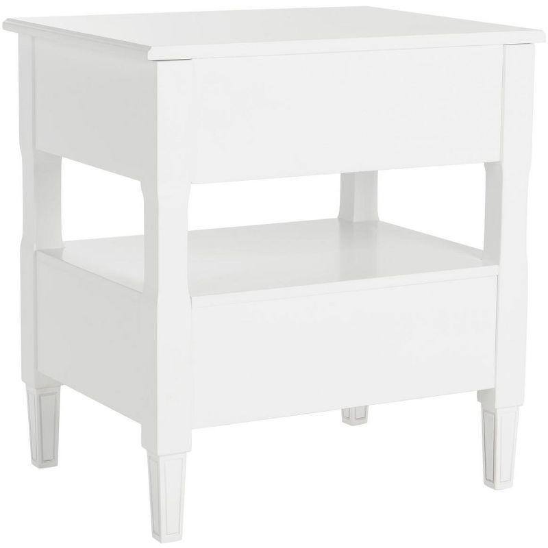 Transitional White 2-Drawer Nightstand with Silver Pulls