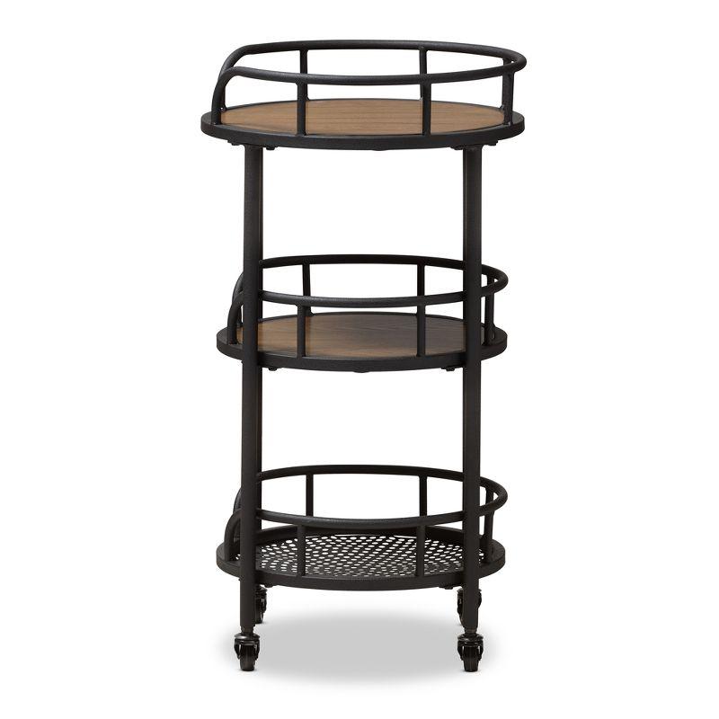 Bristol Rustic Industrial Style Metal and Wood Mobile Serving Cart - Brown - Baxton Studio