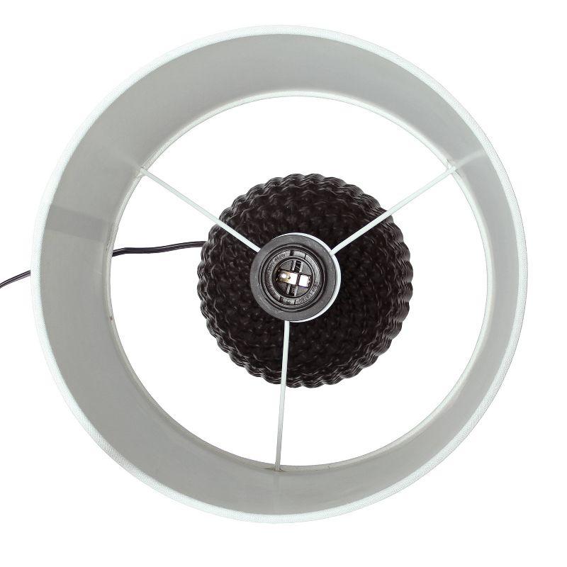20.4" Traditional Ceramic Purled Texture Bedside Table Desk Lamp with White Fabric Drum Shade Black - Simple Designs: ETL Listed