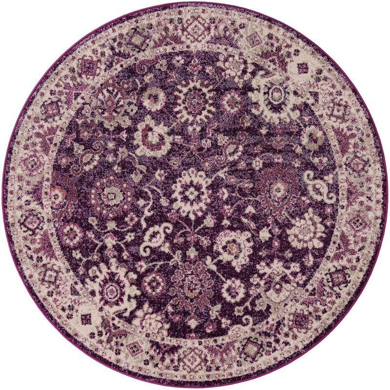 Unique Loom Penrose Collection Area Rug - Krystle (6' 1" Round Purple/Ivory)