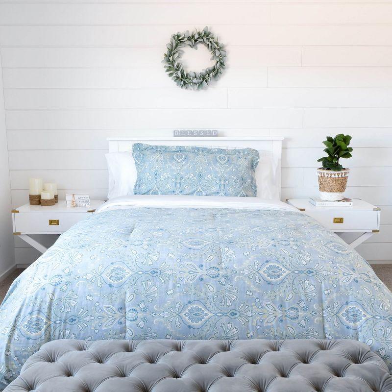 Southshore Fine Living Paisley Grace Oversized 2-Piece Comforter Set with sham Blue Twin / Twin XL