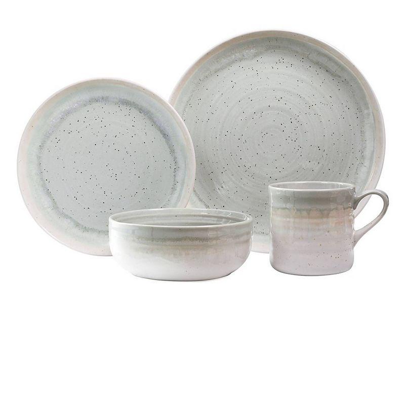 Seafoam Ceramic 16-Piece Ribbed Dinnerware Set