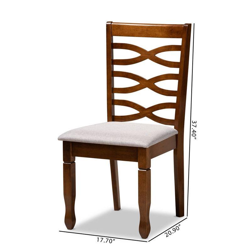 2pc LanierFabric Upholstered and Wood Dining Chair Set Gray/Walnut - Baxton Studio: Tapered Feet, Polyester Upholstery