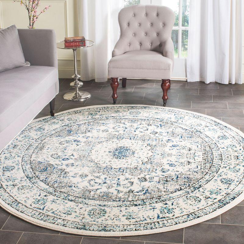 Evoke EVK220 Power Loomed Area Rug - Ivory/Grey - 6'7" Round - Safavieh.